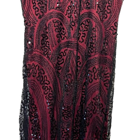 Flapper Dress Gatsby 1920s Fringe Beaded Black Red Party New Year's Themed XL - Picture 6 of 14